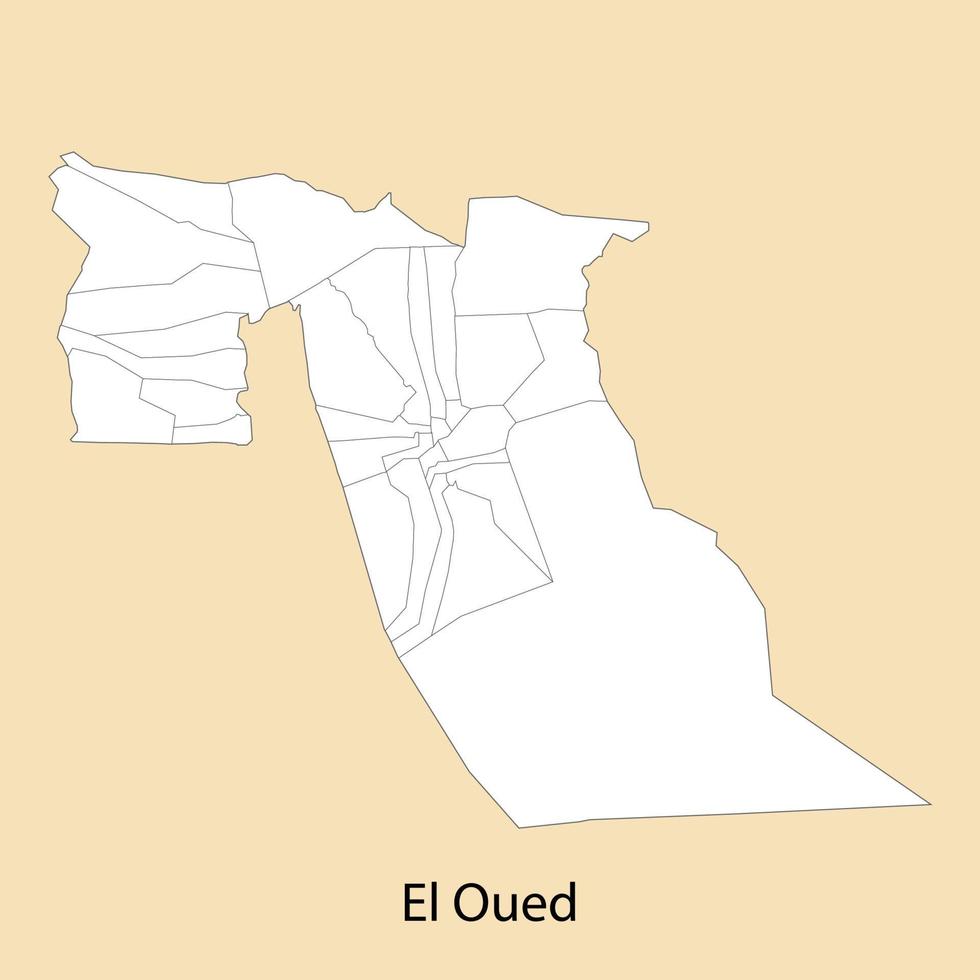 alto calidad mapa de el oued es un provincia de Argelia vector