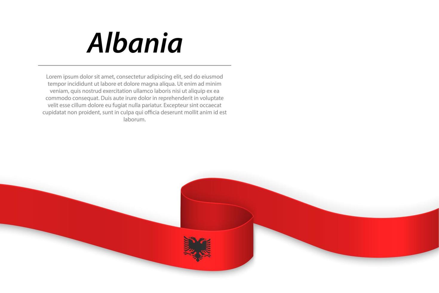 Waving ribbon or banner with flag of Albania. Template for independence day vector