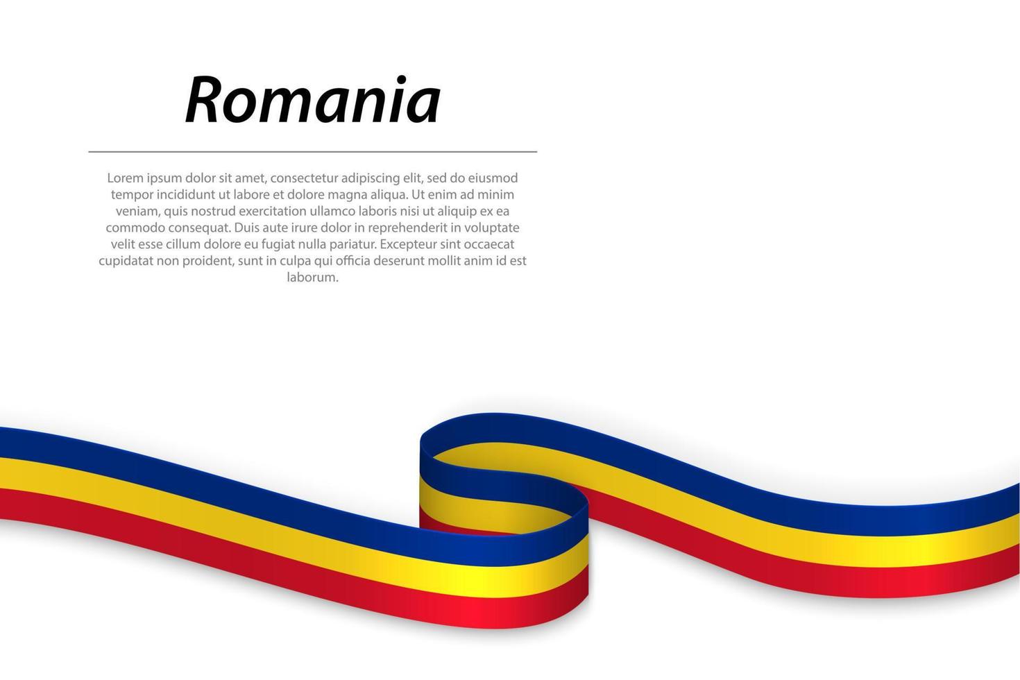 Waving ribbon or banner with flag of Romania. Template for indep vector