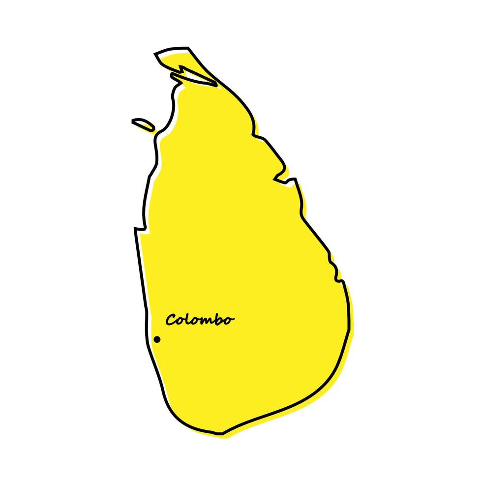 Simple outline map of Sri Lanka with capital location vector