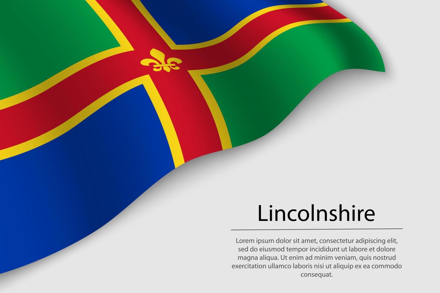 Wave flag of Lincolnshire is a county of England. Banner or ribb vector
