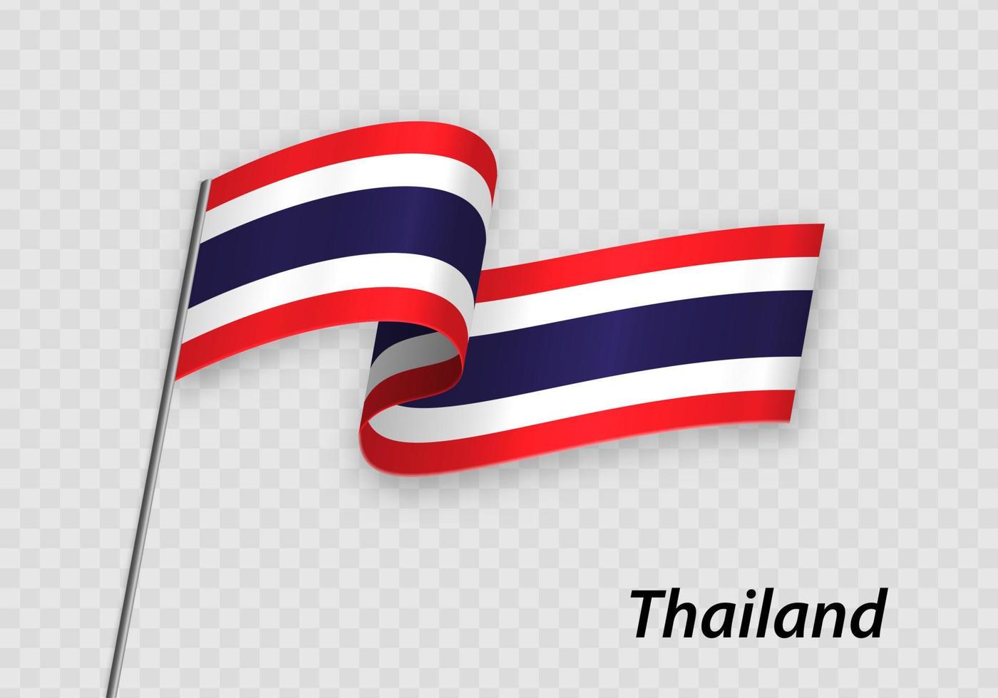 Waving flag of Thailand on flagpole. Template for independence d vector