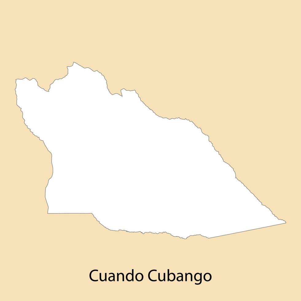 High Quality map of Cuando Cubango is a region of Angola vector