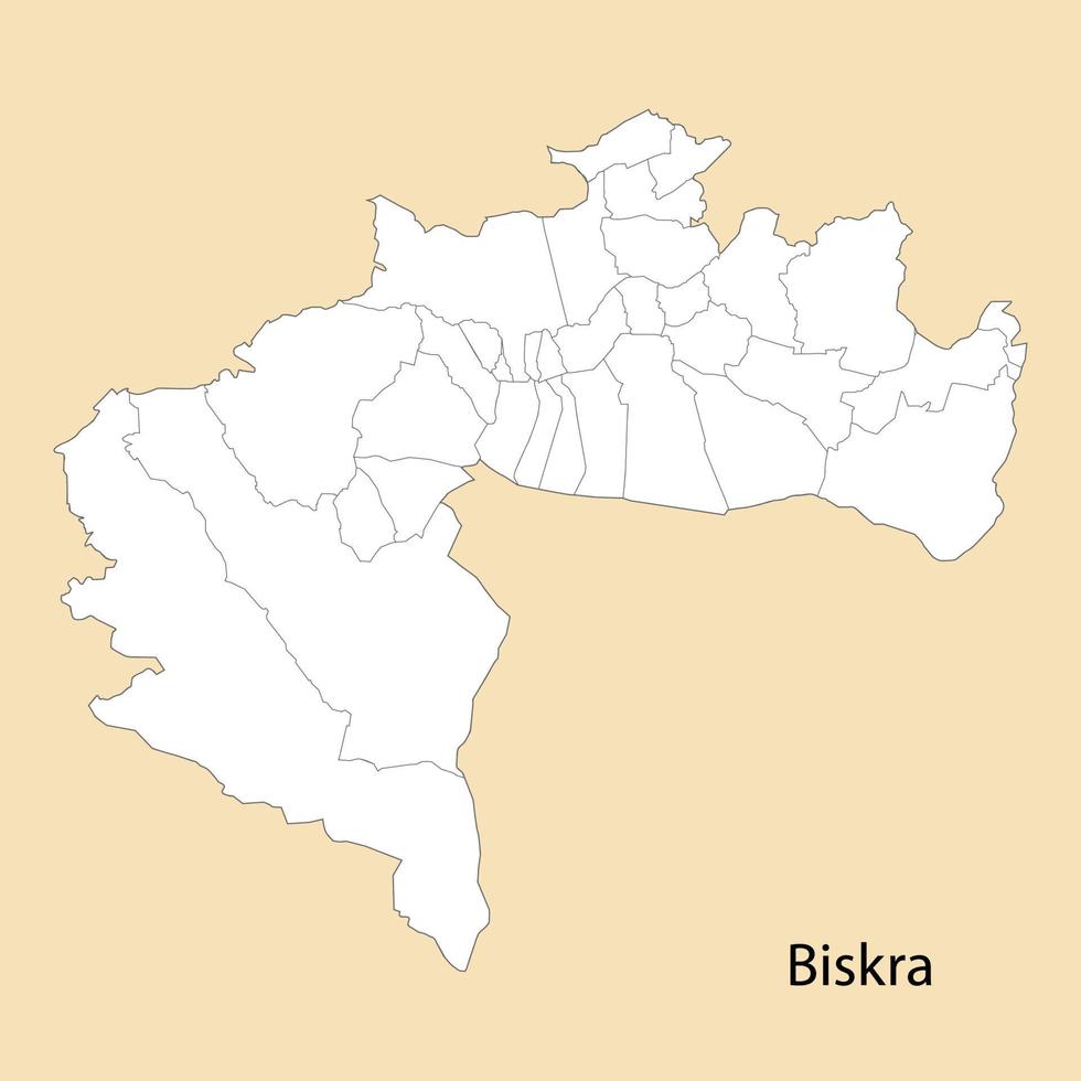 alto calidad mapa de biskra es un provincia de Argelia vector