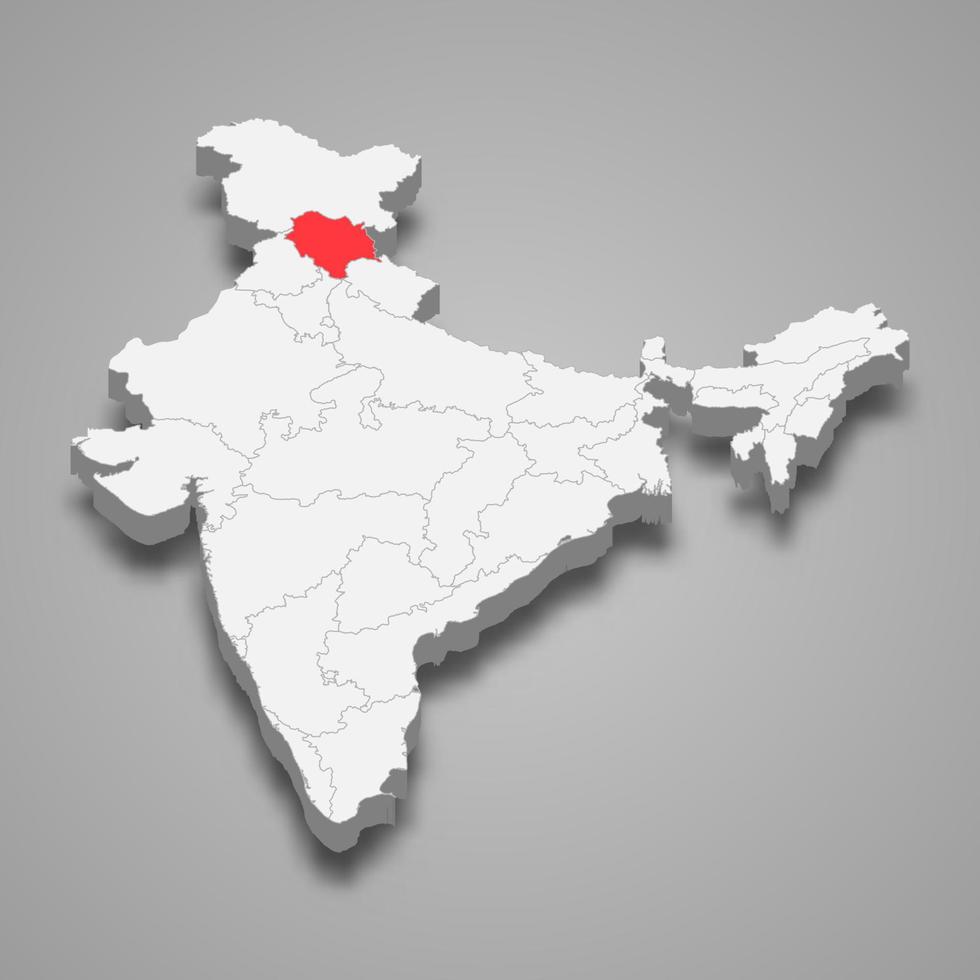 Haryana state location within India 3d map vector