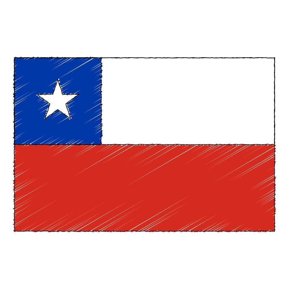 Hand drawn sketch flag of Chile. doodle style icon vector