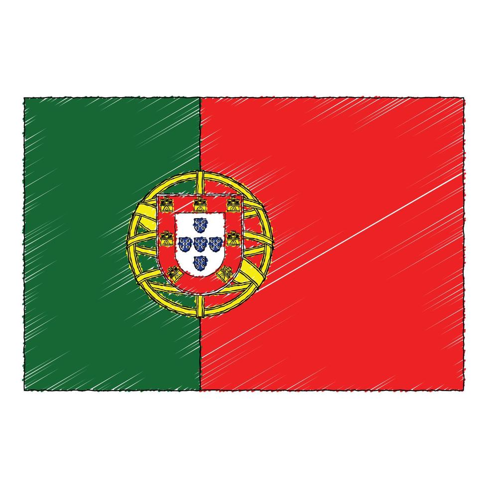 Hand drawn sketch flag of Portugal. doodle style icon vector