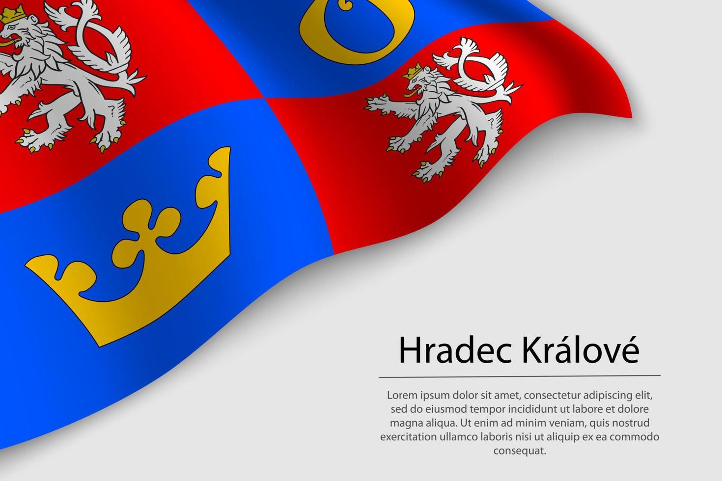 Wave flag of Hradec Kralove is a state of Czech republic. vector