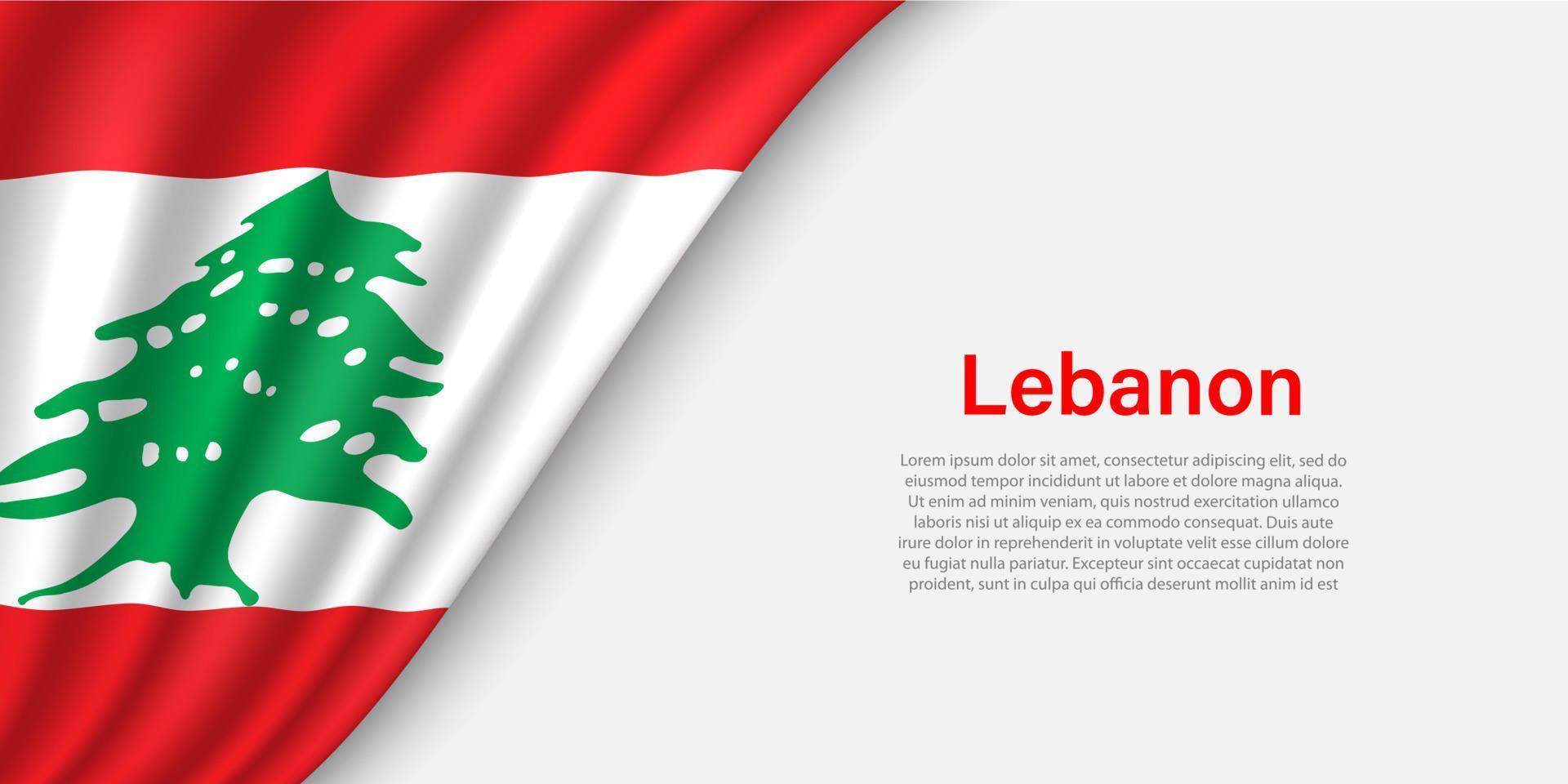 Wave flag of Lebanon on white background. vector