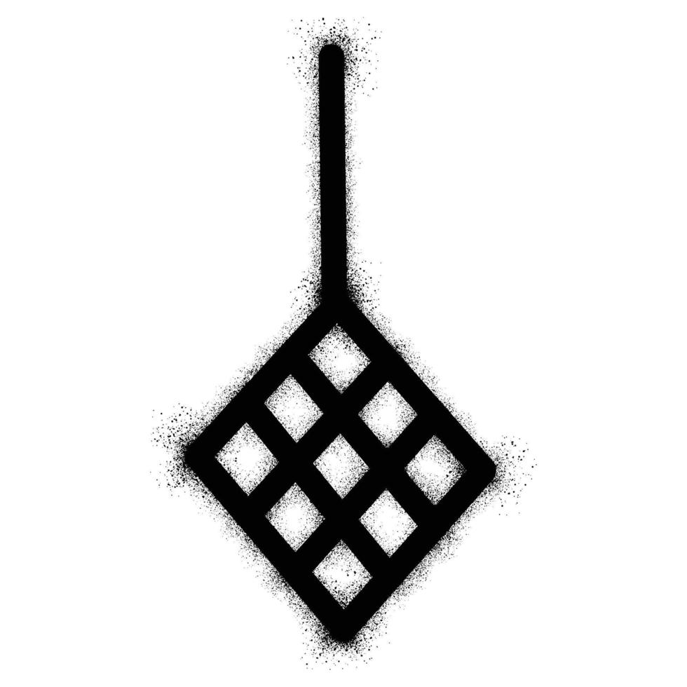 Ketupat graffiti with black spray paint vector