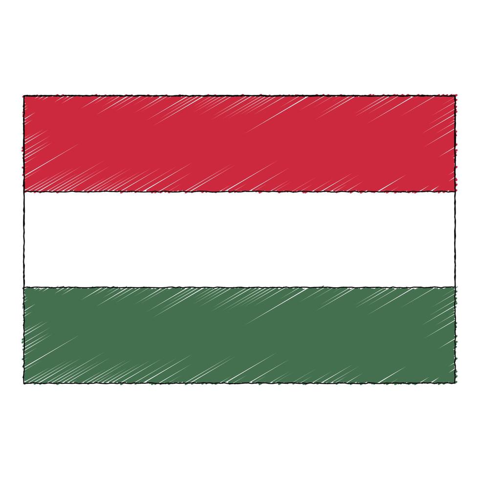 Hand drawn sketch flag of Hungary. doodle style icon vector