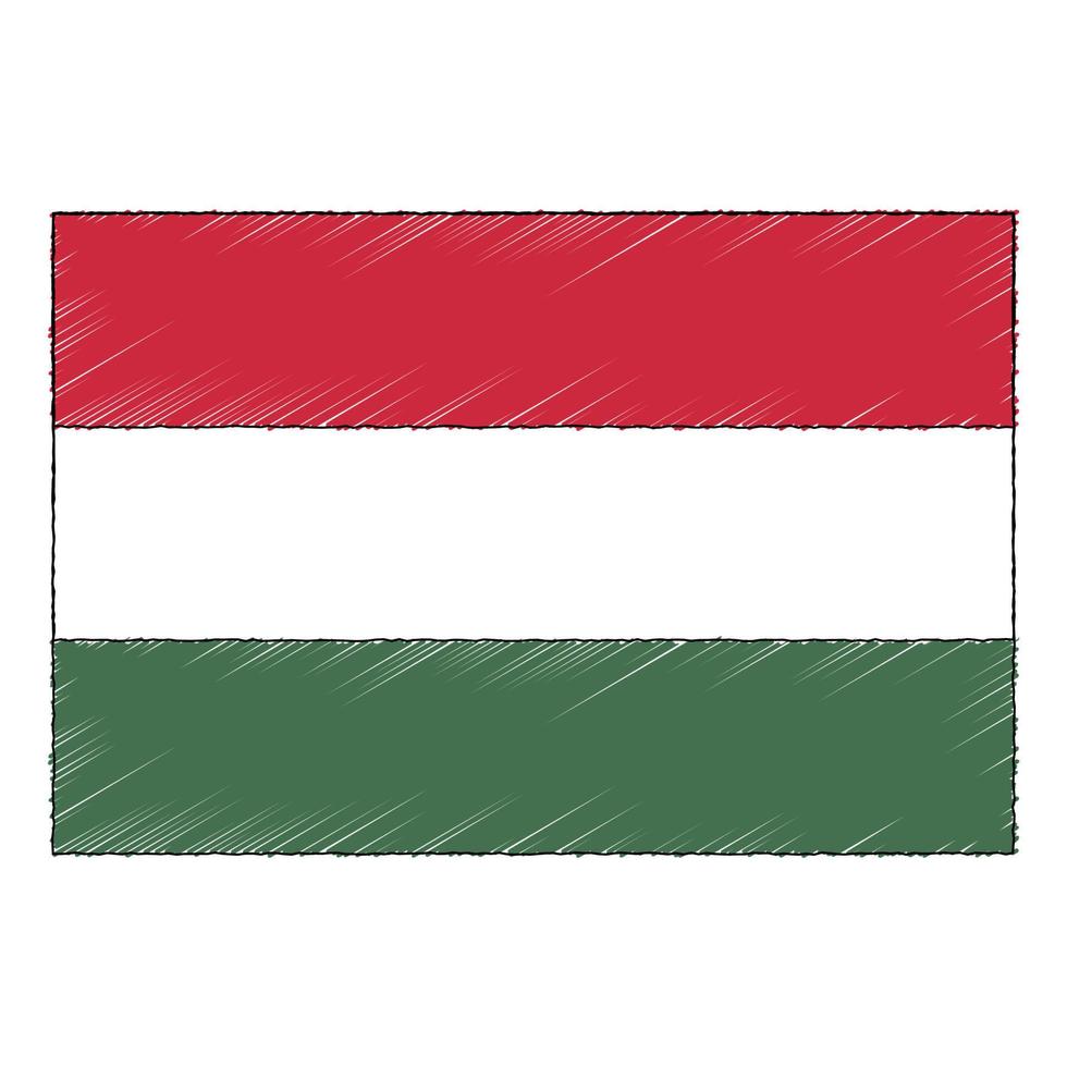 Hand drawn sketch flag of Hungary. doodle style icon vector