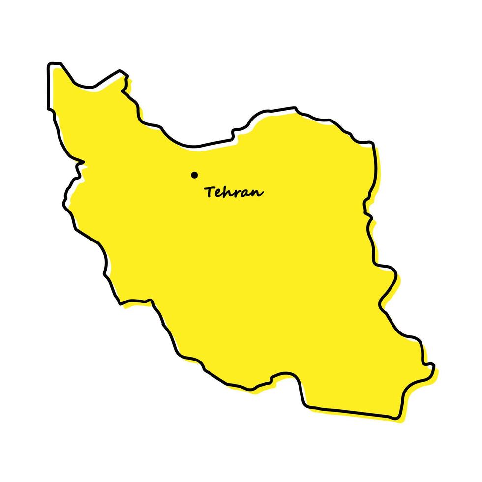 Simple outline map of Iran with capital location vector