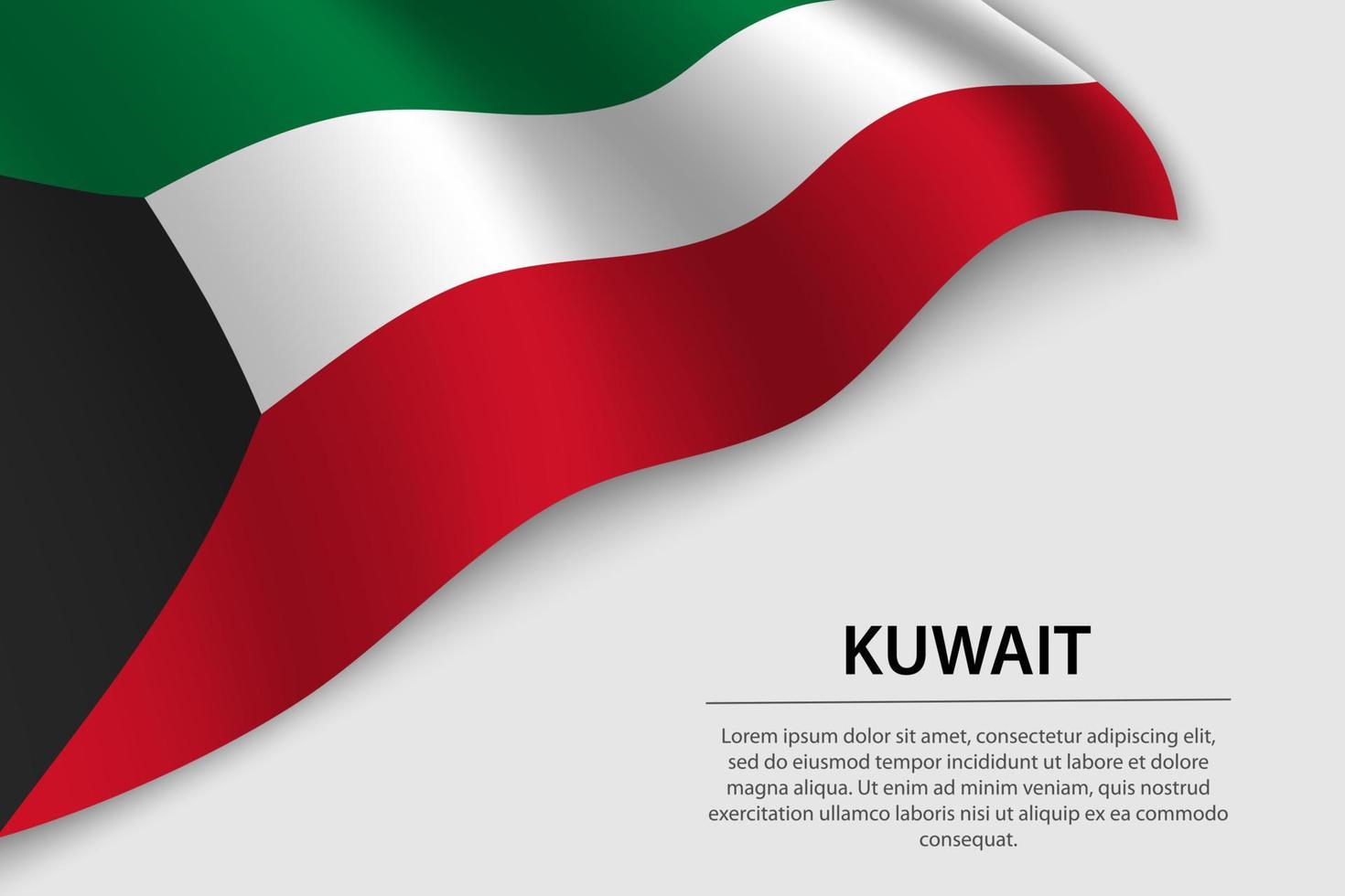 ola bandera de Kuwait en blanco antecedentes. bandera o cinta vector