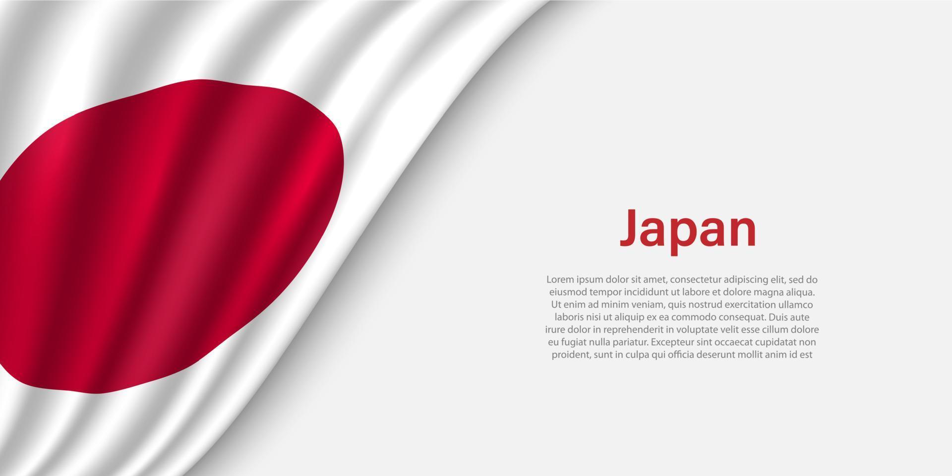 Wave flag of Japan on white background. vector