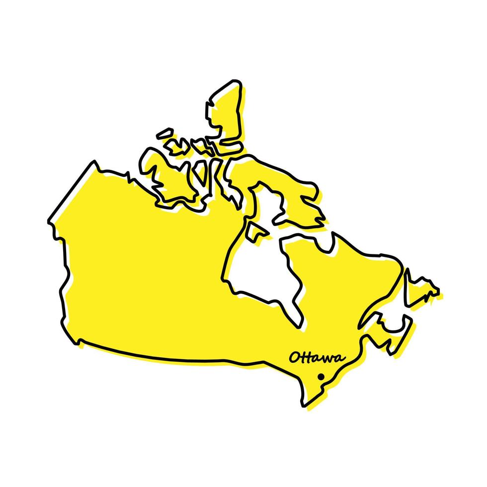 Simple outline map of Canada with capital location vector