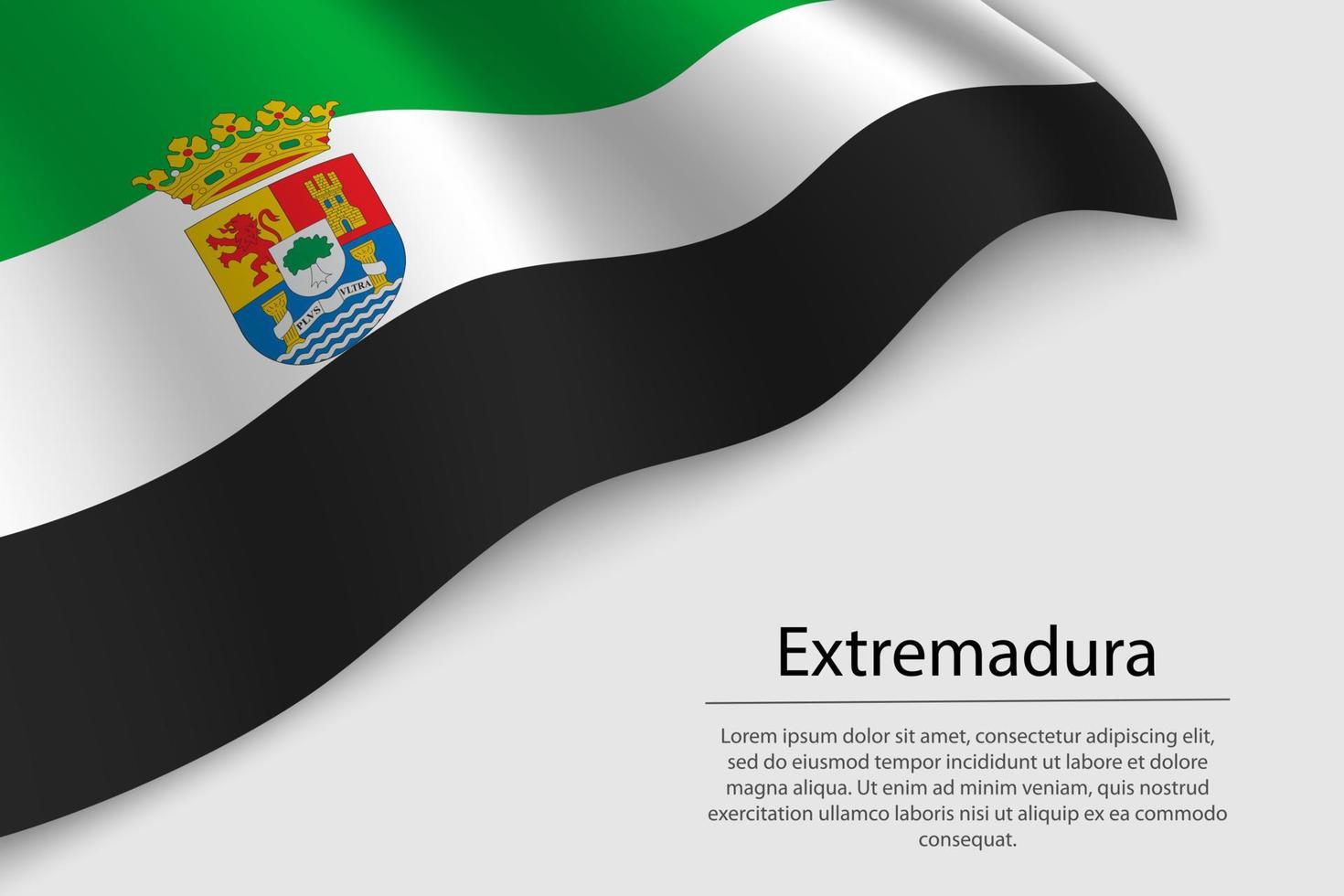 Wave flag of Extremadura is a region of Spain. Banner or ribbon vector