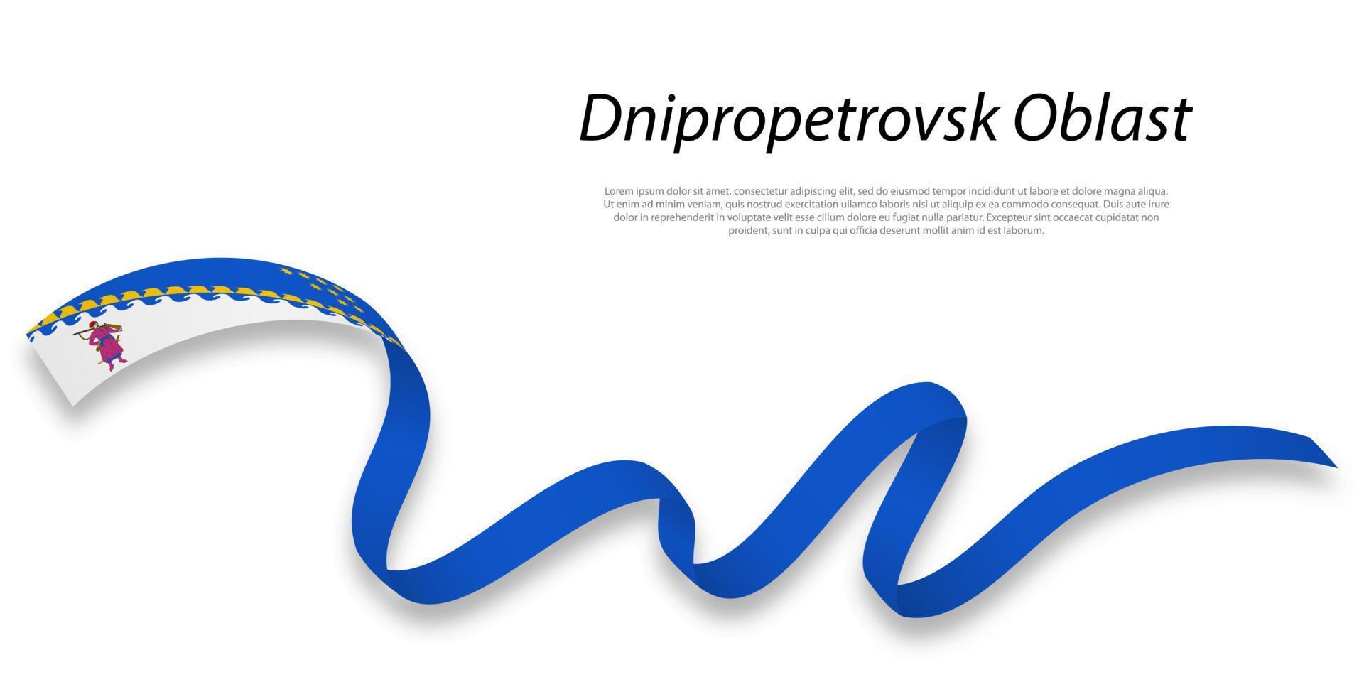 Waving ribbon or stripe with flag of Dnipropetrovsk Oblast vector