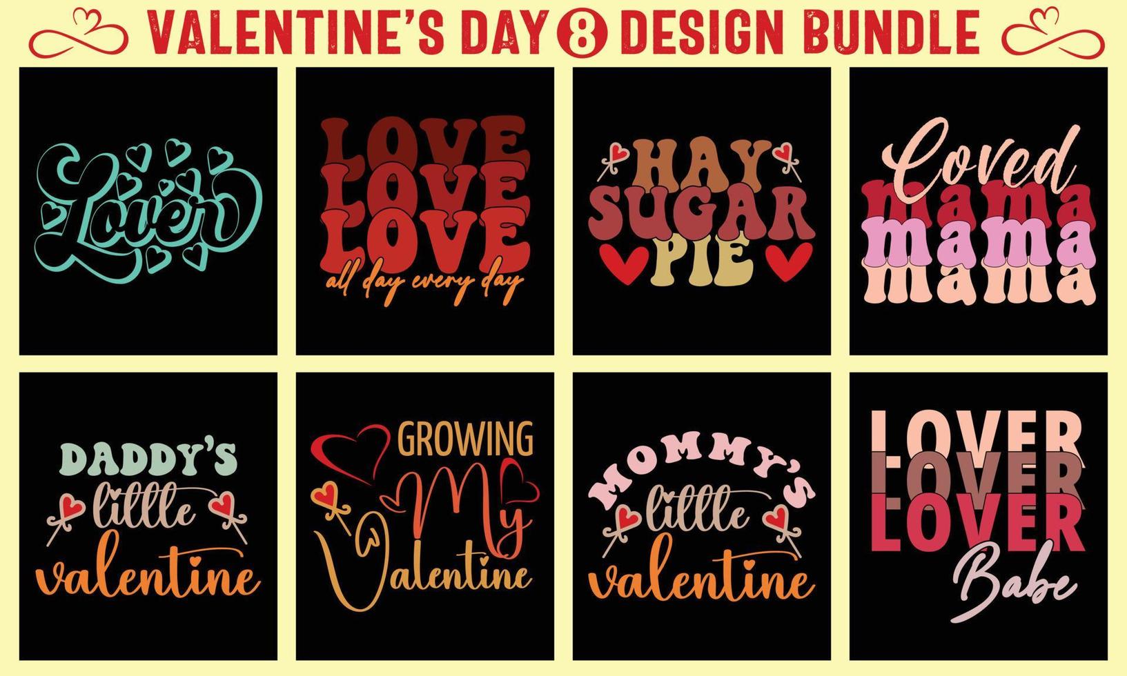 Valentine's Day Typography T-shirt Design Bundle vector