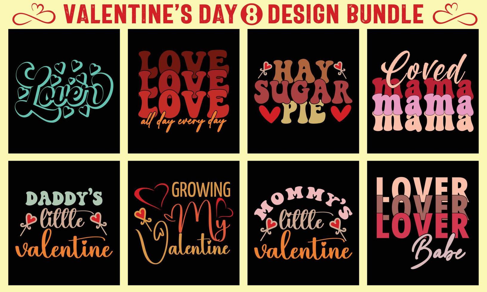 Valentine's Day Typography T-shirt Design Bundle vector