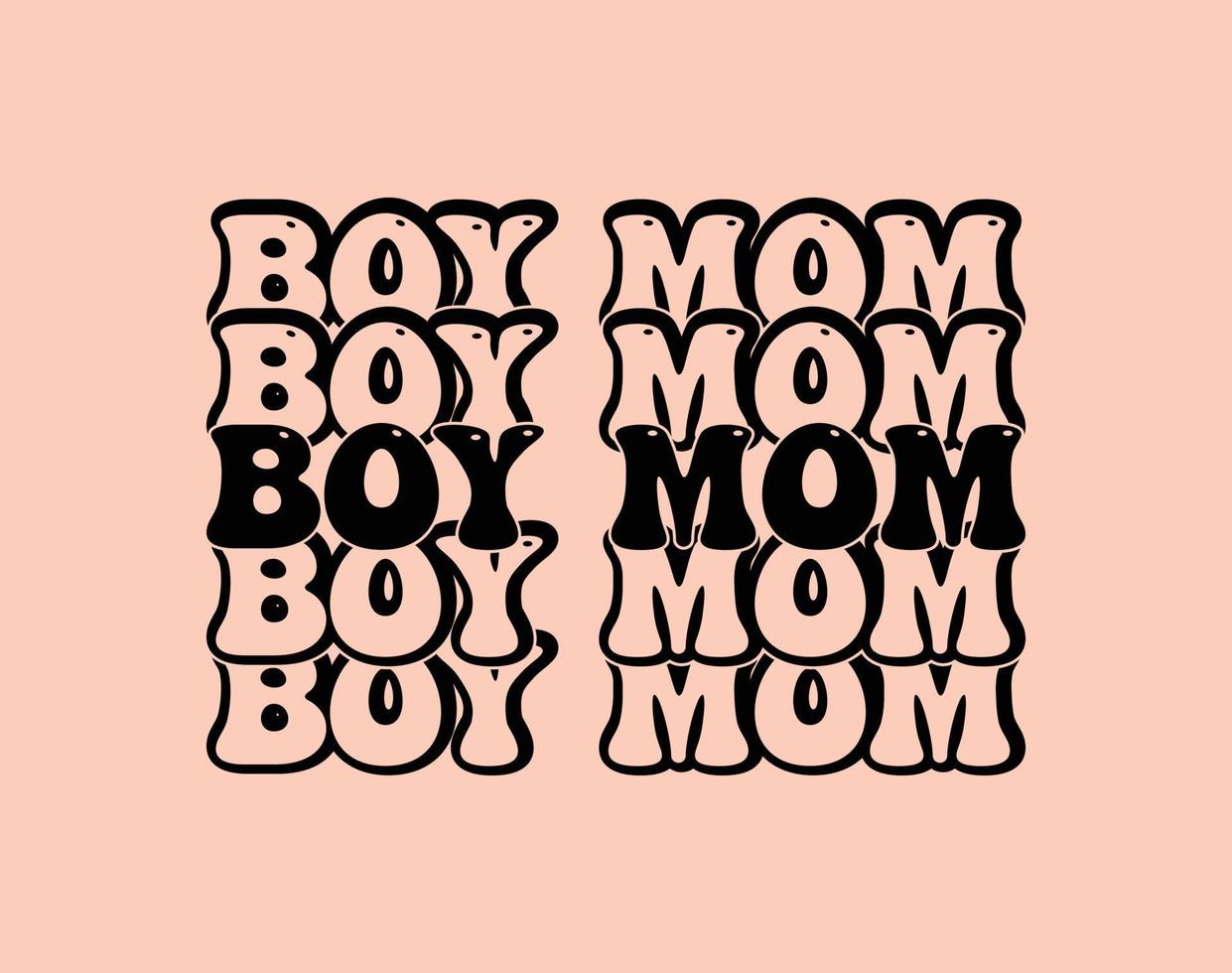 Boy Mom T-Shirt and Apparel Design. Mom SVG Cut File, Mother's Day Hand-Drawn Lettering Phrase, Isolated Typography, Trendy Illustration for Prints on Posters and Cards. vector