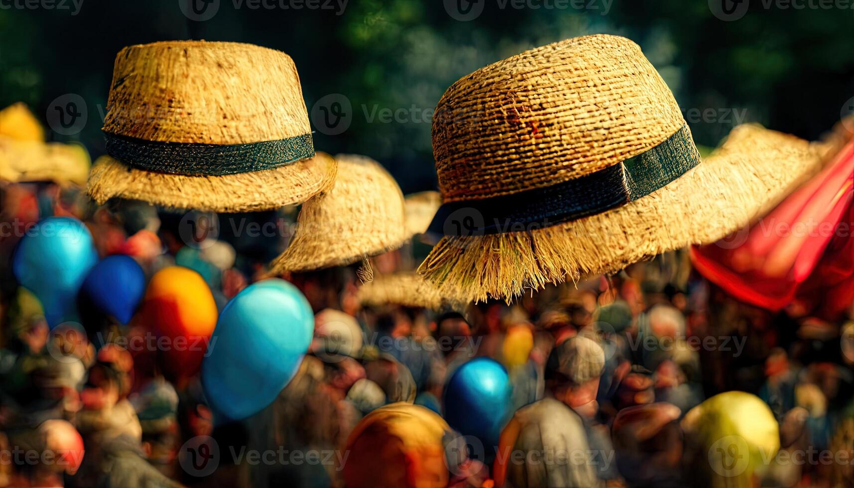 illustration straw hat festival party made with photo