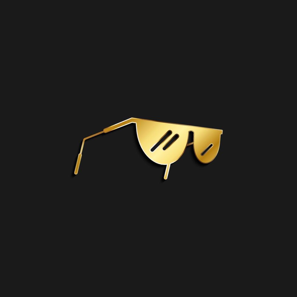 Sunglasses, icon gold icon. Vector illustration of golden style on dark background