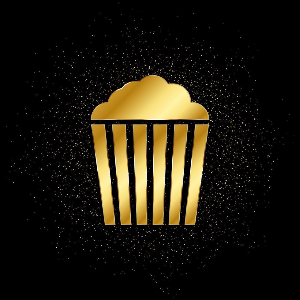 palomitas de maiz oro icono. vector ilustración de dorado partícula antecedentes. oro icono