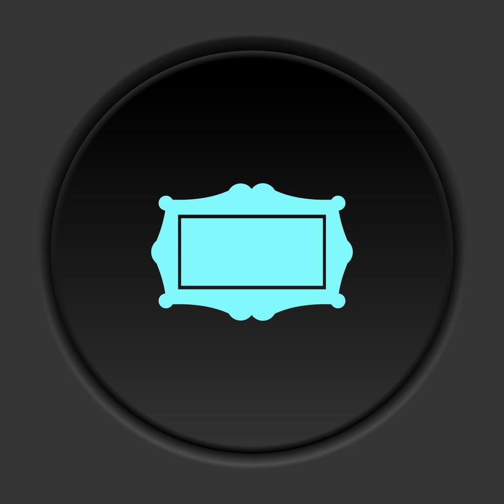 Dark button icon frame theater. Button banner round badge interface for application illustration on darken background vector