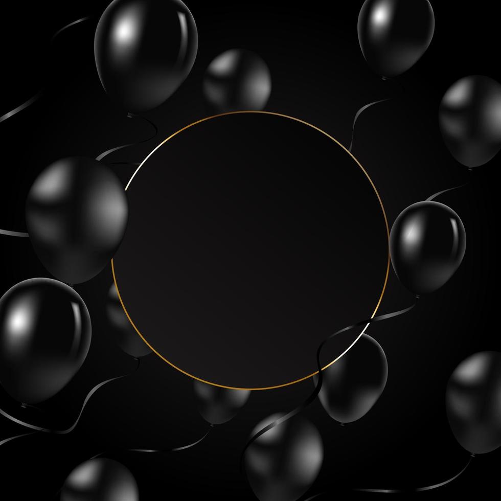 fondo de globos negros con marco y globos negros. diseño moderno.fondo de vector universal para carteles, pancartas, volantes, tarjetas