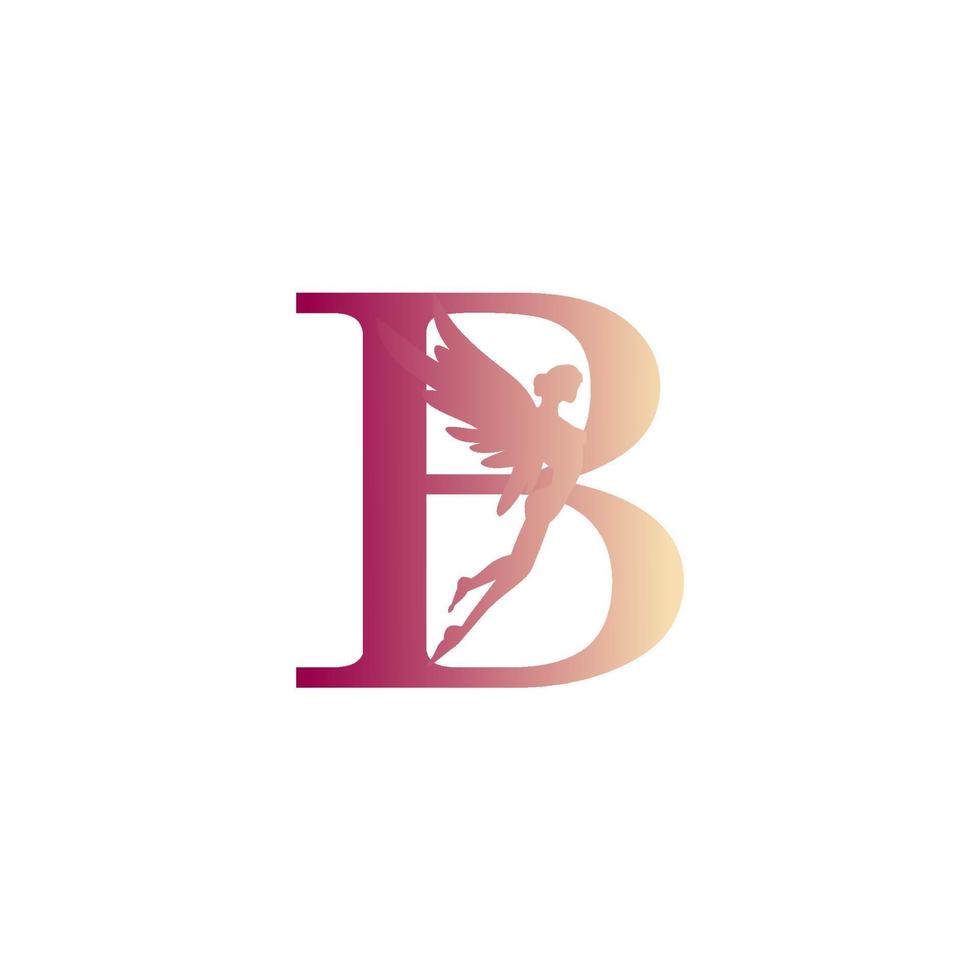 letter B logo design with fairy image as decoration vector