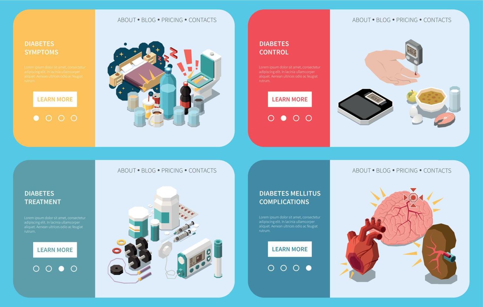 Diabetes Isometric Set vector