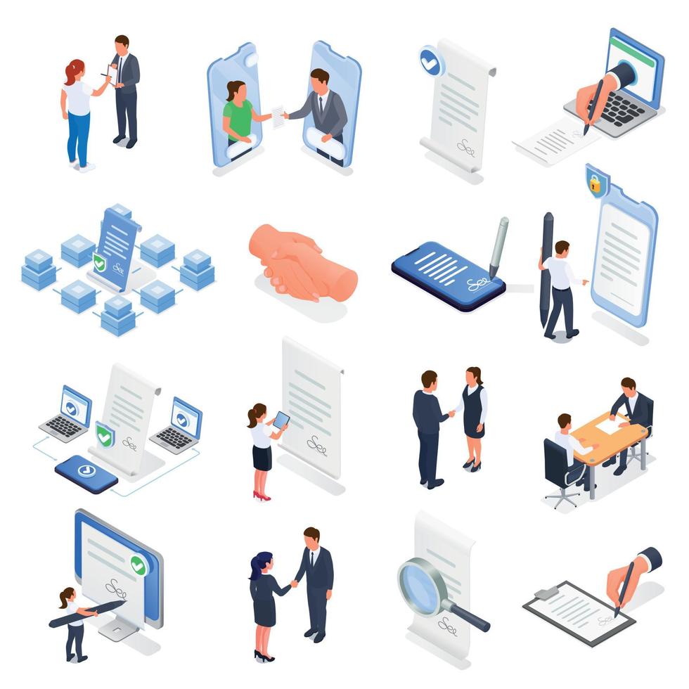Conract Agreement Icon Set vector