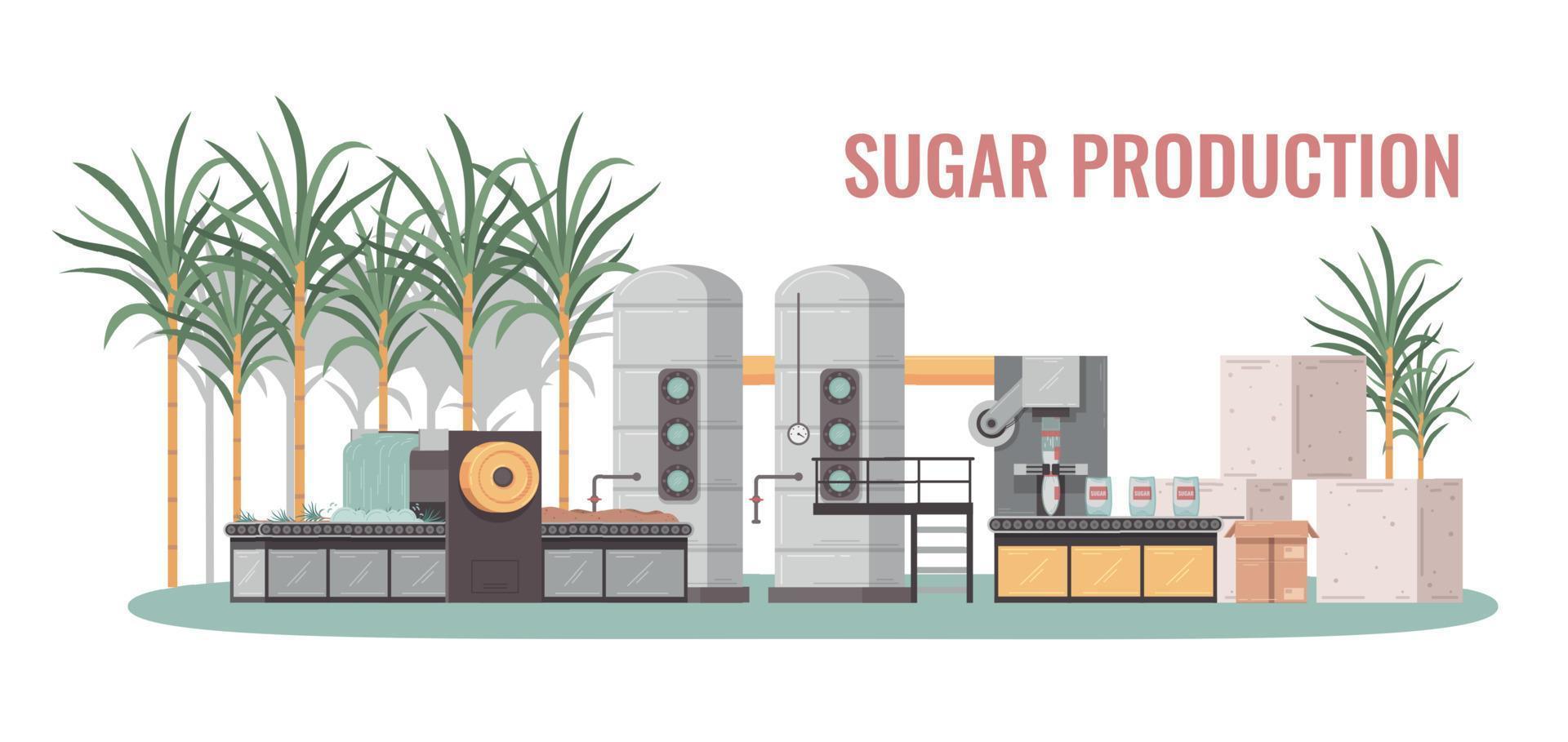 Cartoon Sugar Production Concept vector