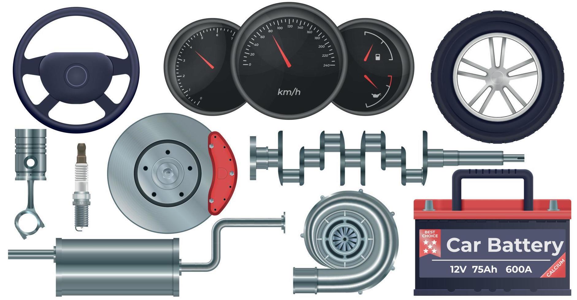 auto partes realista conjunto vector