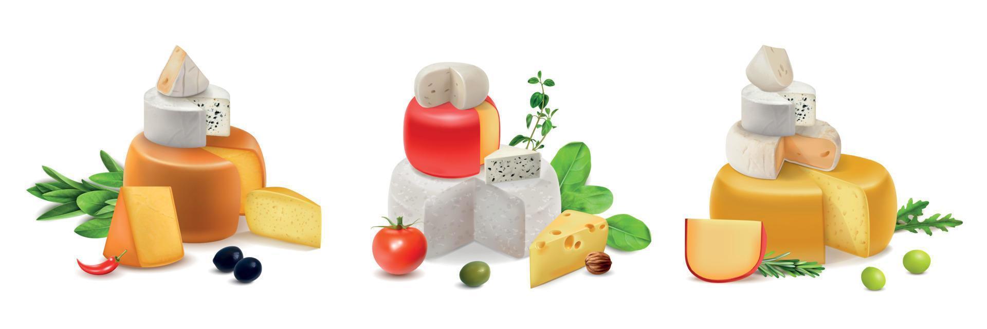 Realistic Cheese Composition Set vector