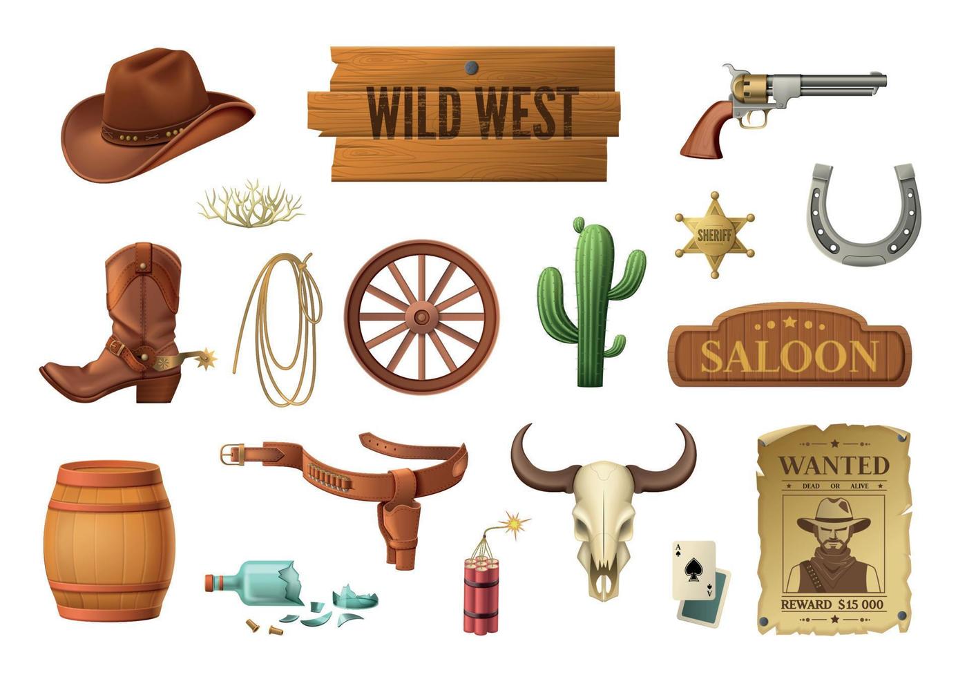Wild West Cartoon Set vector