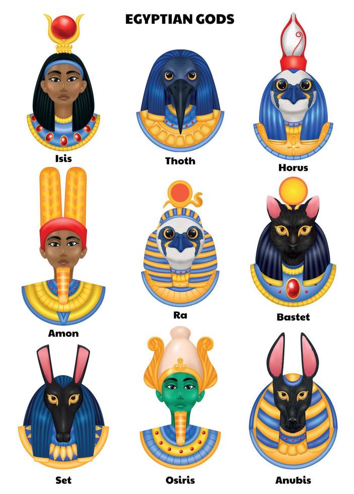egipcio Dioses avatar conjunto vector