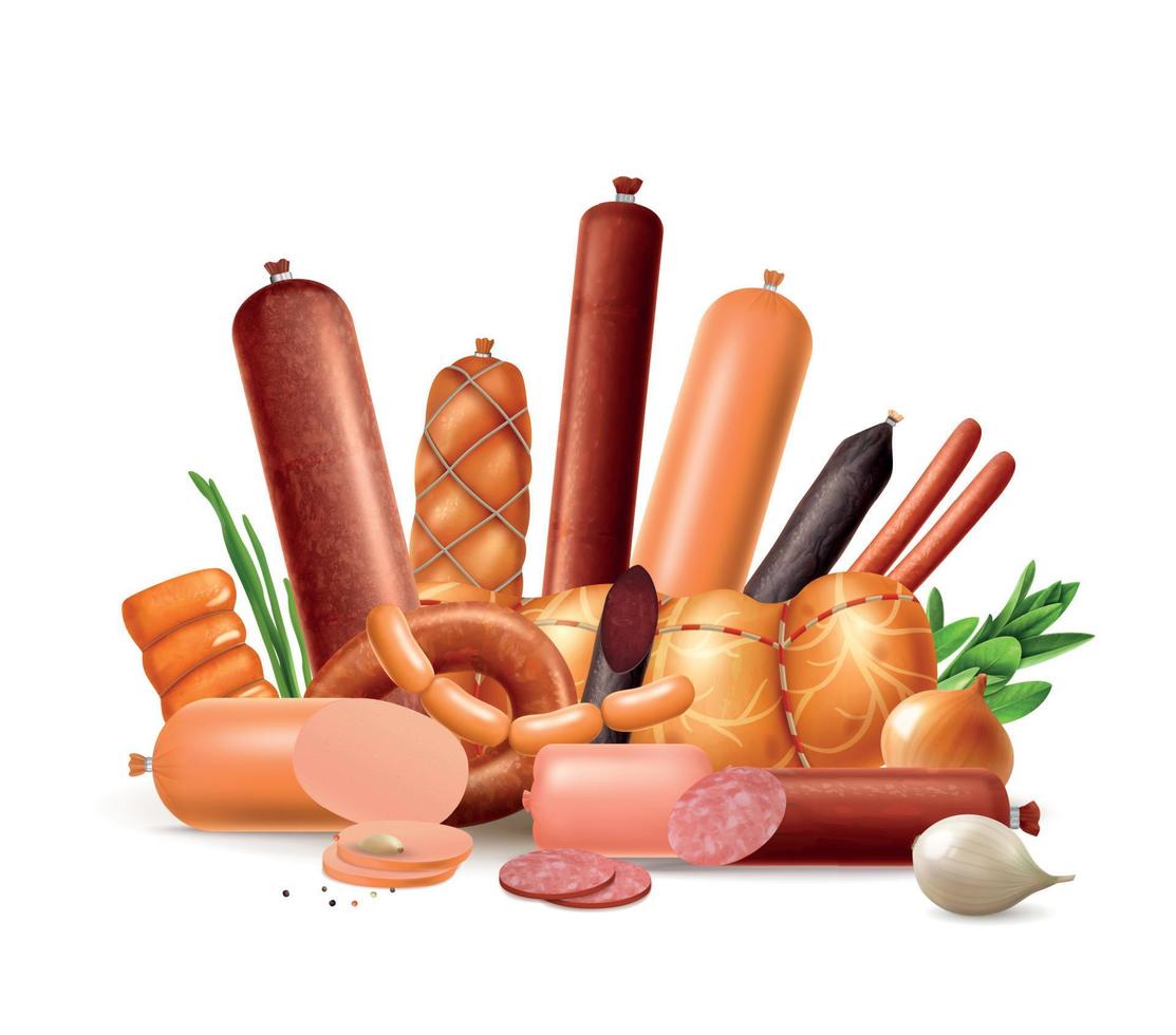 Realistic Sausage Meat Composition vector