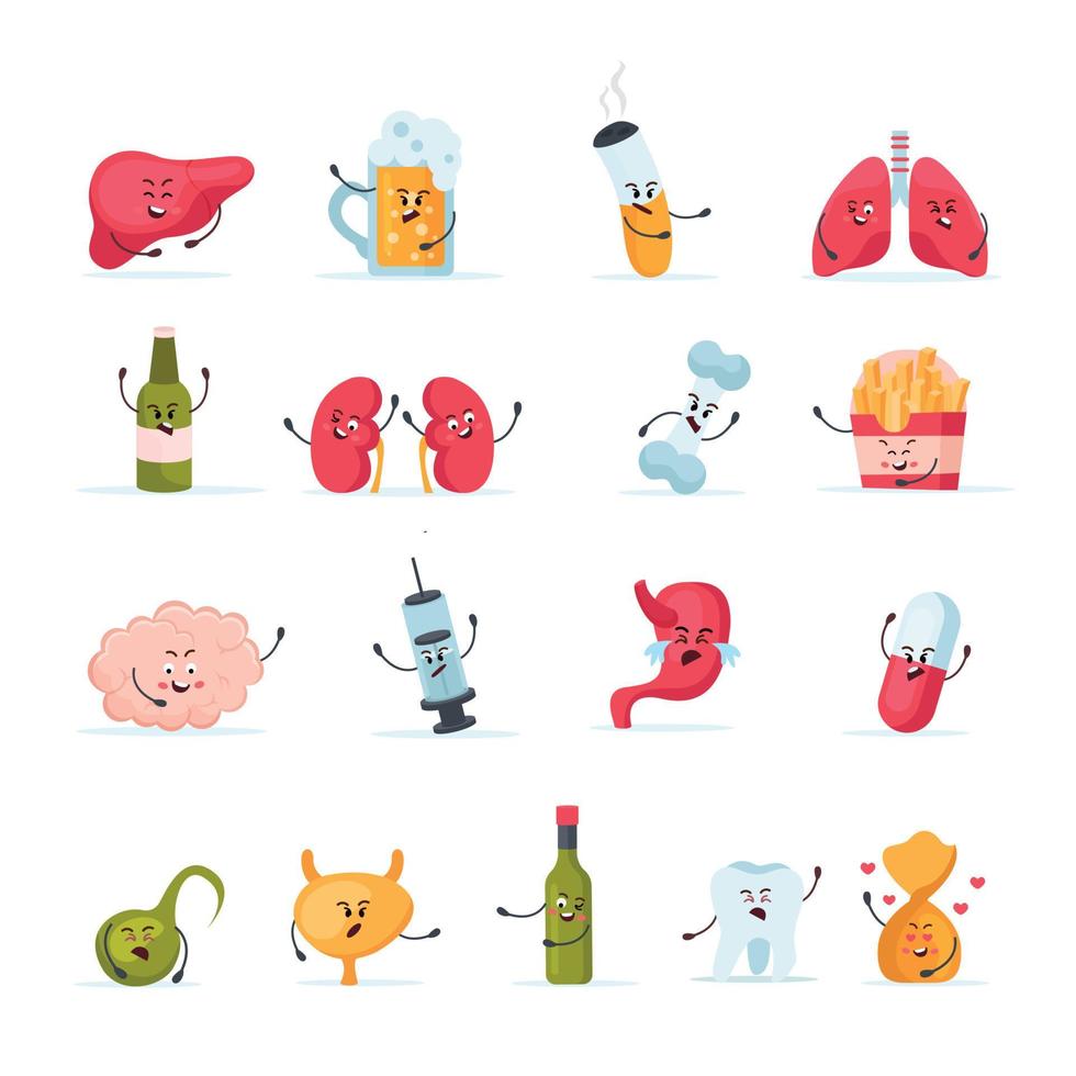 Human Organs Cartoon Set vector