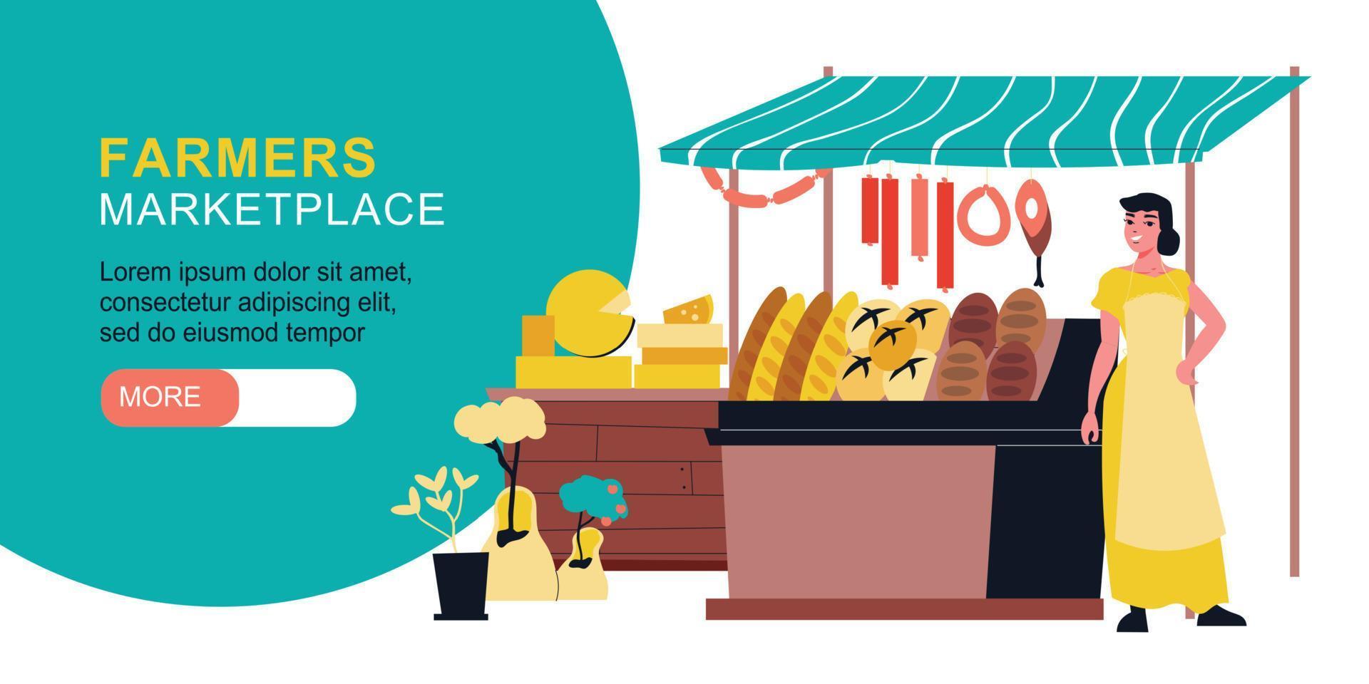 Farmers Marketplace Horizontal Banner vector