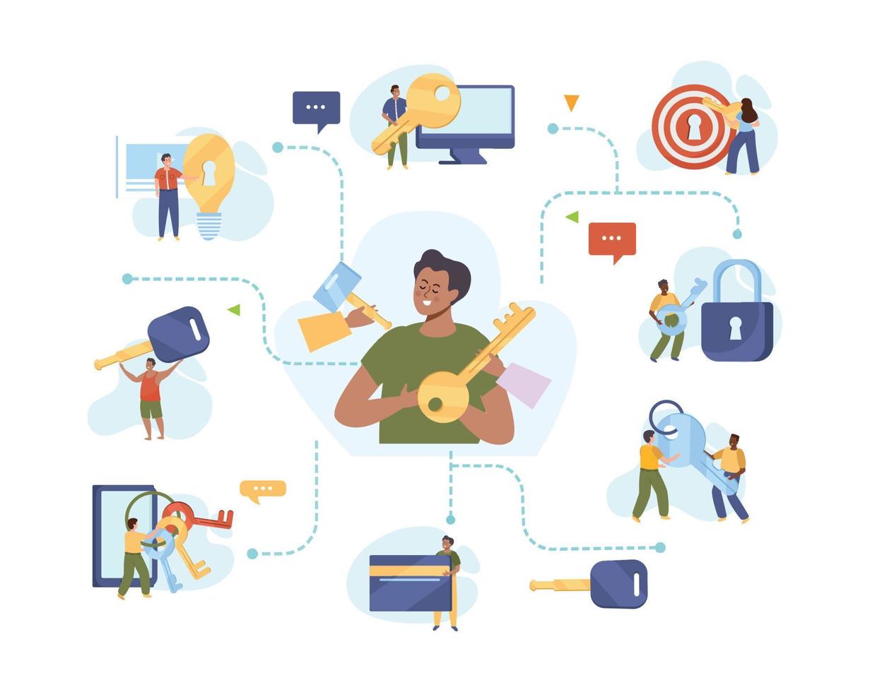 People Holding Keys Composition vector
