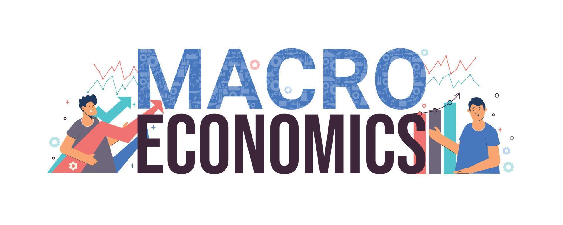 macroeconómica plano texto vector