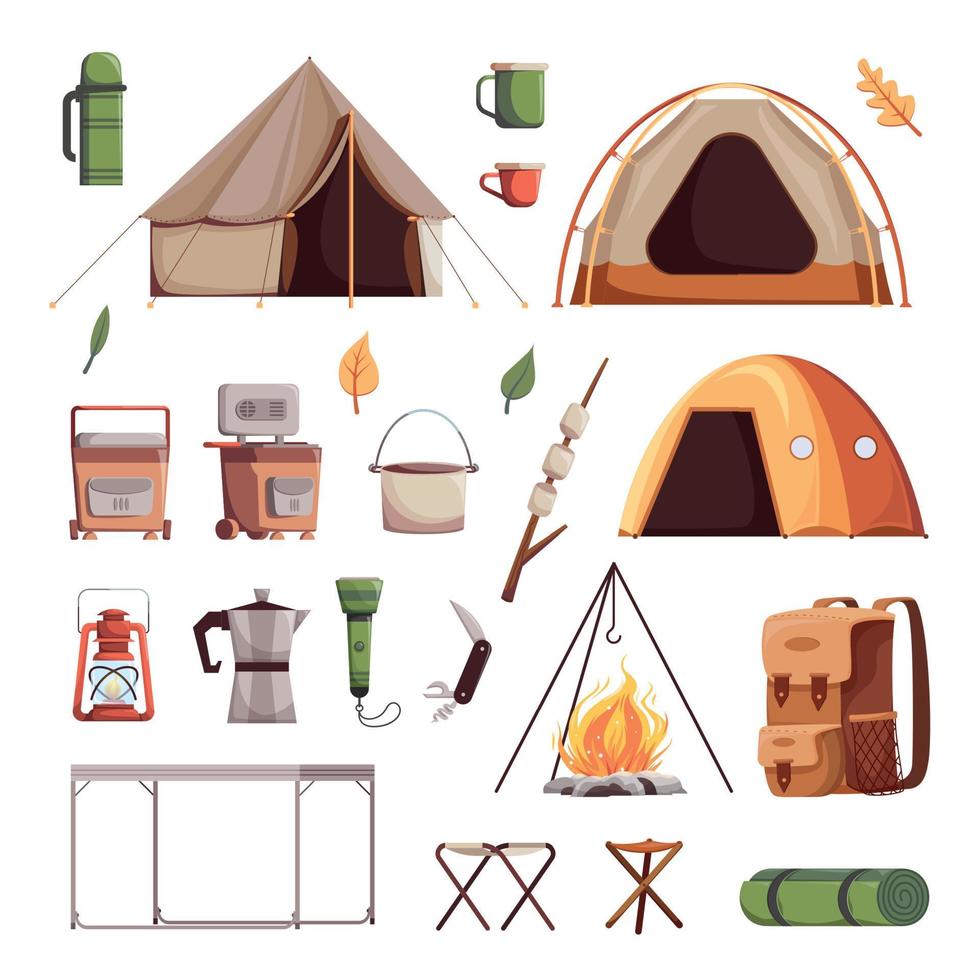 conjunto de iconos de camping vector