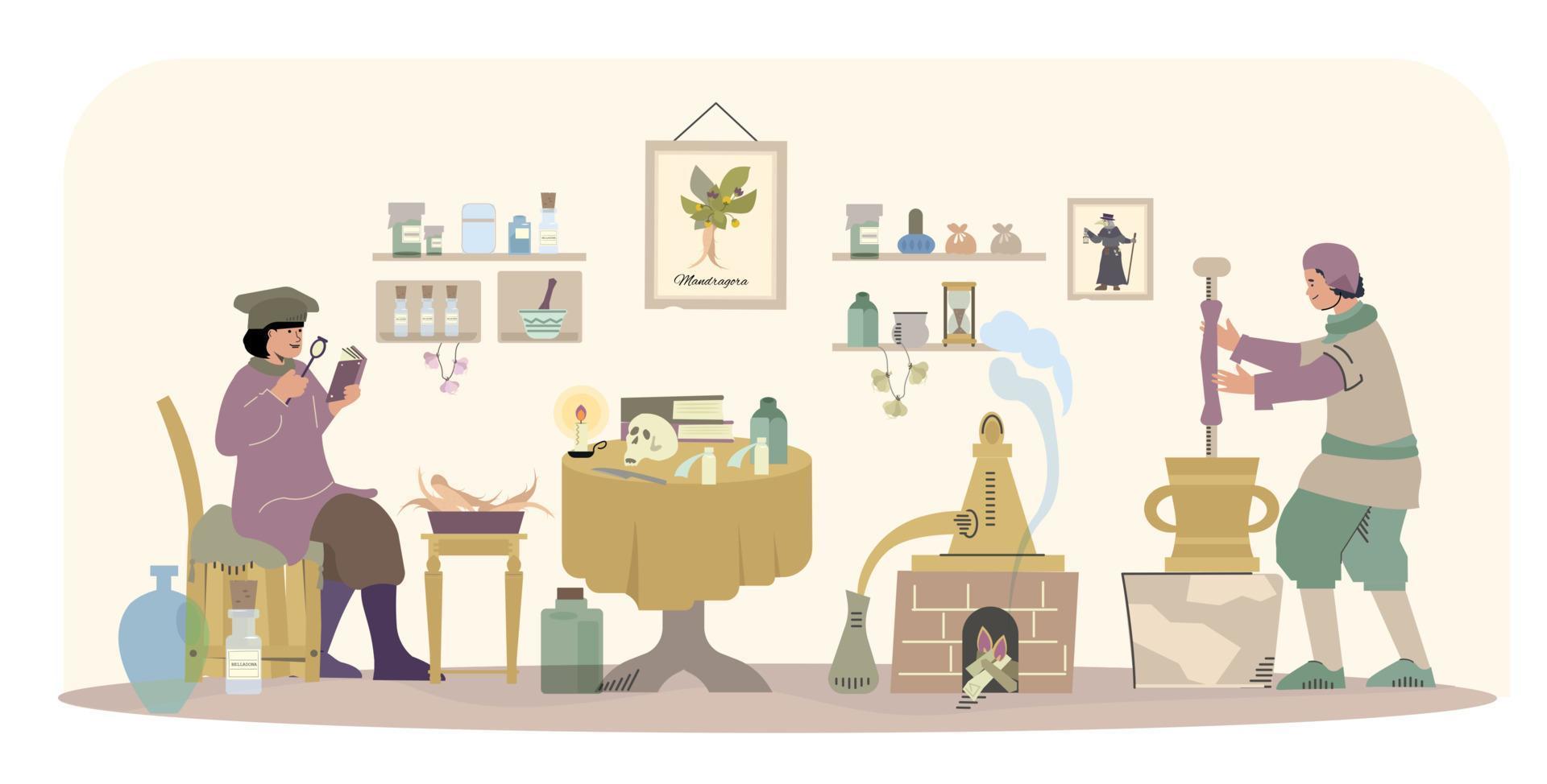 Ancient Healer Flat Composition vector