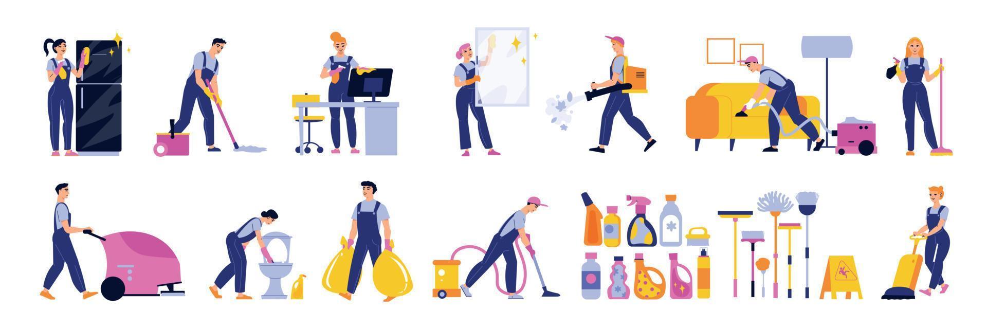 Flat Cleaning Service Set vector