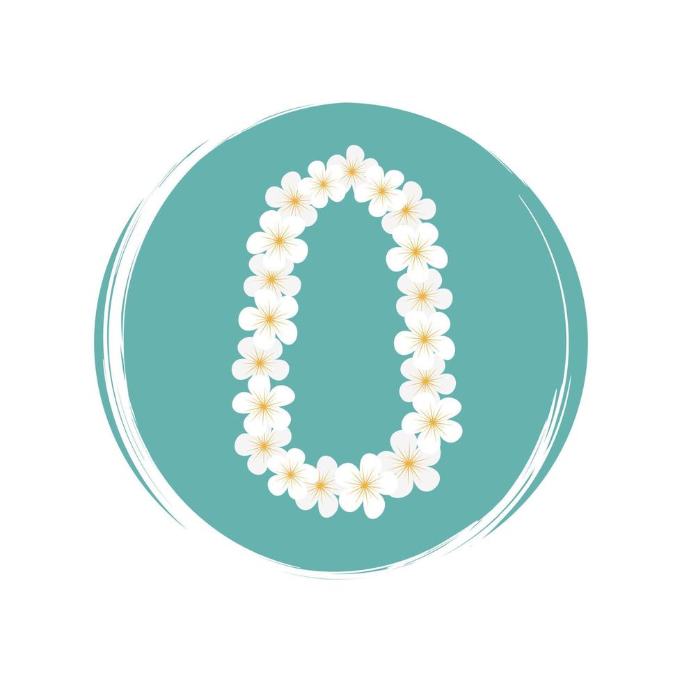 Cute logo or icon vector with flowers necklace on circle with brush texture, for social media story and highlights