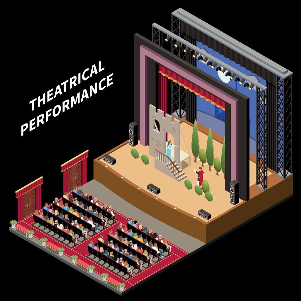 Theatre Interior Isometric vector