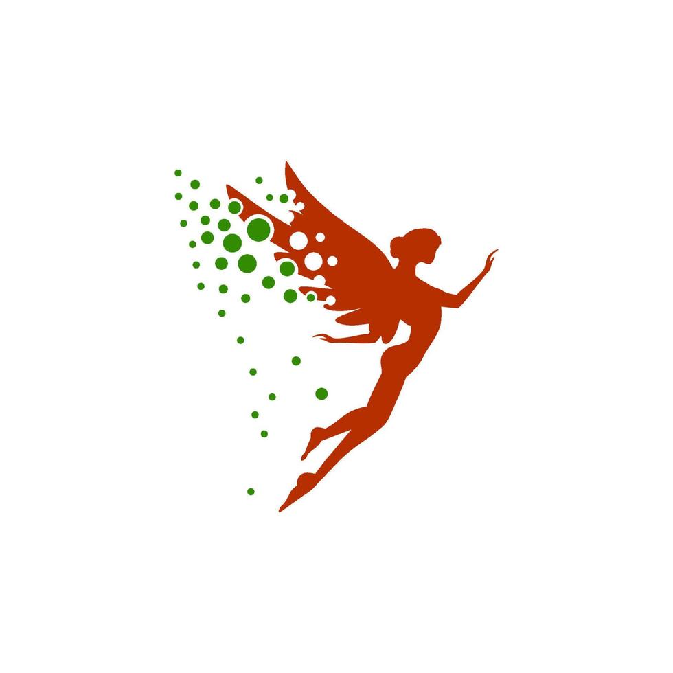 silhouette of a flying fairy with wings vector