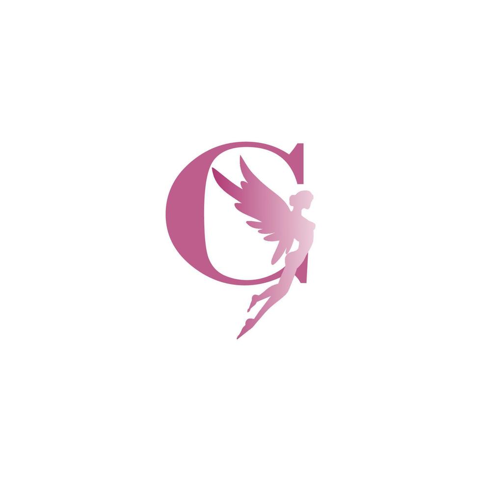 letter C logo design with fairy image as decoration vector